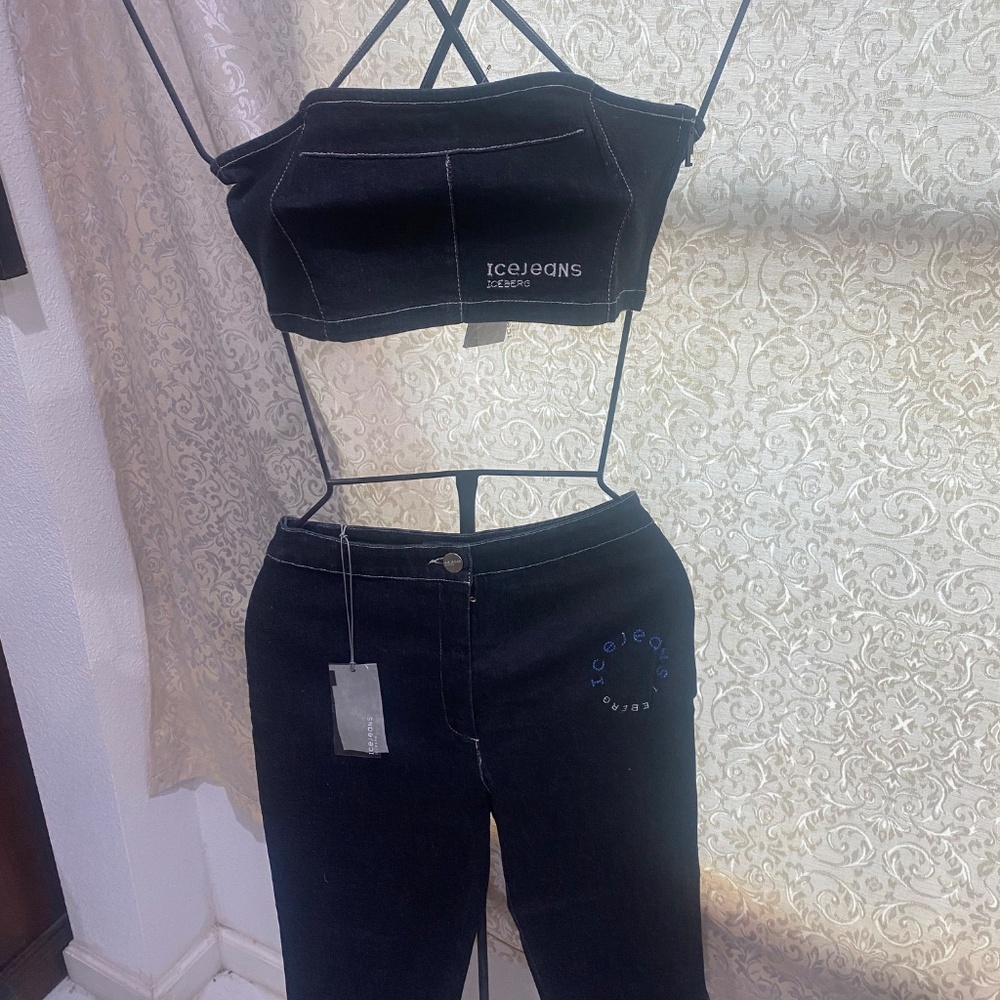 Ladies Iceberg Denim Tube&Capri Set Sz 38(US 26/S) - Picture 5 of 10